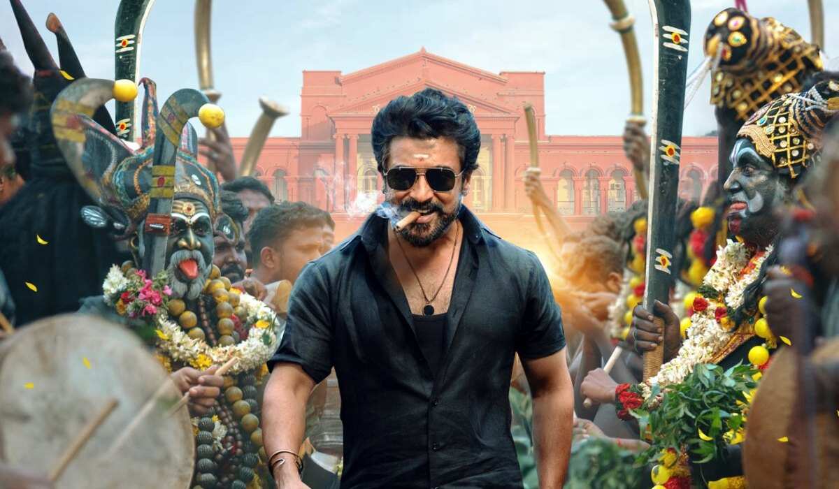 'Karuppu का पहला लुक: सूरीya काले कपड़ों में, टीजर के लिए उत्सुकता बढ़ाते हुए'